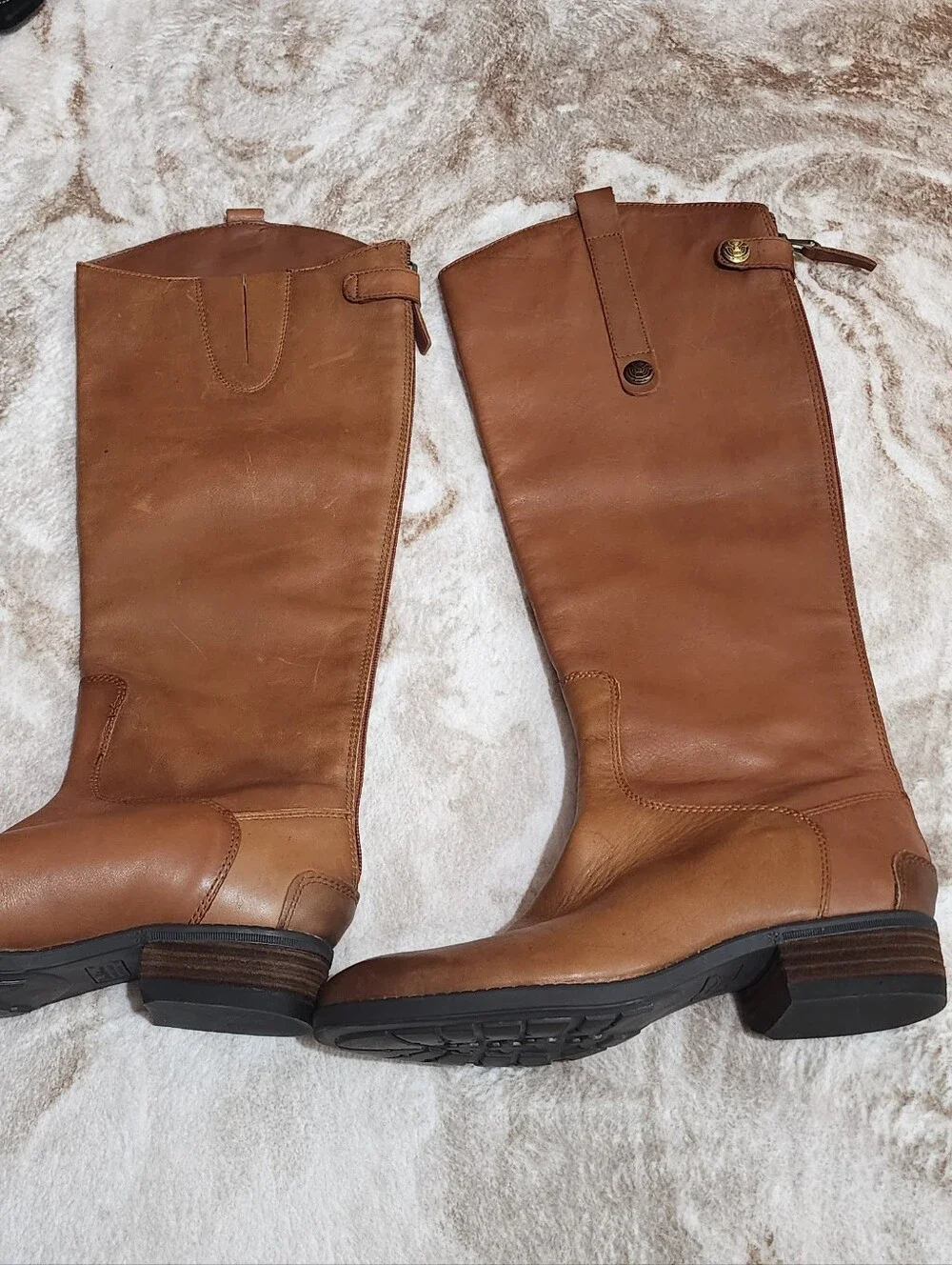 Sam Edelman Women's Knee-High Leather Riding Boots — Tan